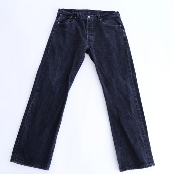 Levi's 501 Straight Fit Made in Mexico 100% Cotton Black Denim Jeans -size 38/32 - Picture 1 of 14
